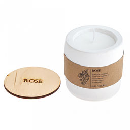 Свеча "Экзотика" д9,3см, h10см, ароматизированная "Роза", парафин, в гипсовом стакане с деревянной крышкой (Россия)