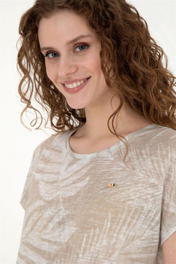 Женская футболка светло-хаки с круглым вырезом - U.s. polo assn фото 2