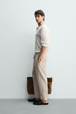 100% LINEN RELAXED FIT TROUSERS - Zara фото 4