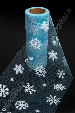 Фатин Снежинки 15 см*10 ярд (SF-7523) голубой - Больше подарков фото 2