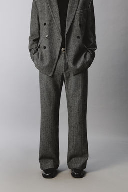 HERRINGBONE TEXTURED SUIT TROUSERS WITH WOOL - Zara фото 12