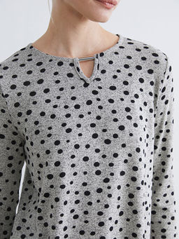 Bisiklet Yaka Puantiyeli Bluz