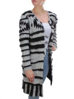 7802 WHITE/BLACK Кардиган женский (65% хлопок, 35% полиэстер)