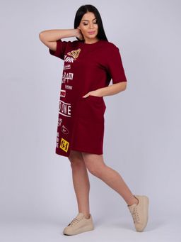 Платье "Фрида" бордо, футер с лайкрой