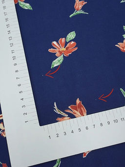 Штапель Премиум Цветочная пьеса на темно-синем, СОРТ2, ш.1.43м, вискоза-100%, 120гр/м.кв - Купава фото 5