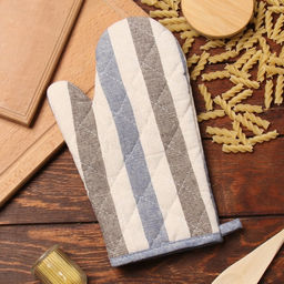 Варежка - прихватка «Доляна. Полоса», 28×17 см, серый/синий