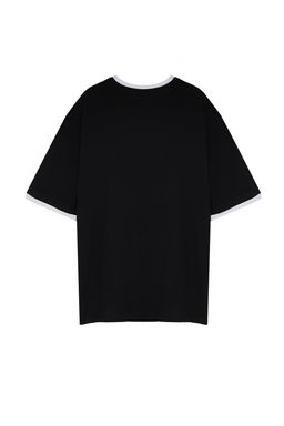 Buyuk Beden Siyah Oversize/Genis Kesim Kontrast Detayl? %100 Pamuklu T-shirt TMNSS24BF00033 - Trendyolmilla фото 8