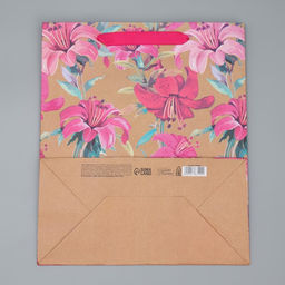 Цена за 2 шт. Пакет подарочный крафтовый, упаковка, «Цветы», ML 23×27×11.5 см