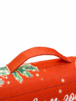 Набор для бани с принтом С новым годом!, 5 предметов: шапка, рукавица, тапочки, коврик, войлок, красный, Банная забава  фото 18