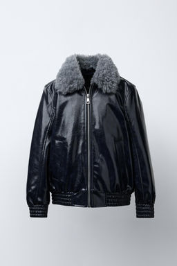 BOMBER JACKET WITH FAUX FUR COLLAR