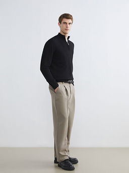 Fermuarl? Dik Yaka Erkek Triko Kazak