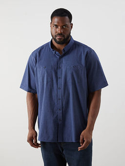 B?y?k Beden Regular Fit K?sa Kollu Erkek G?mlek