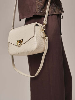 Женская сумка кросс-боди Azaro 3684 бежевый лен/питон