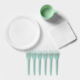 Набор одноразовой посуды Доляна Чайный Премиум, на 6 персон, чашки 140 мл, вилки, тарелки, салфетки  фото 3