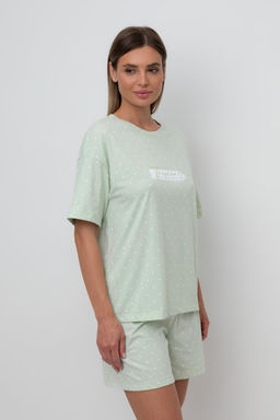 Е 20143/пастельно-зеленый,горошек пижама жен