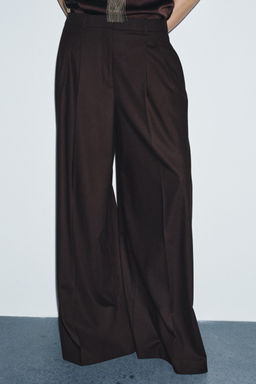 PANTAL?N PINZAS WIDE LEG ZW COLLECTION / Marr?n - Zara фото 3