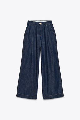 WIDE-LEG DENIM-EFFECT TROUSERS - Zara фото 4