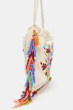 FLORAL EMBROIDERED BUCKET BAG