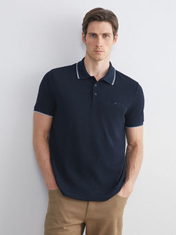 Polo Yaka K?sa Kollu Penye Erkek Ti??rt