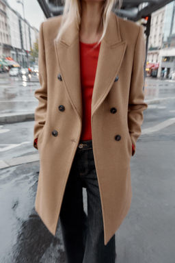 DOUBLE-BREASTED COAT WITH SHOULDER PADS - Zara фото 3