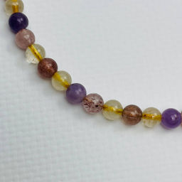 Бусы из Рутилового кварца, Клубничного кварца и Аметиста 42 см +