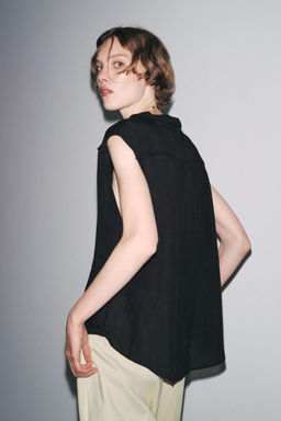 RAMIE BLEND SHIRT WITH PINTUCKS ZW COLLECTION - Zara фото 3