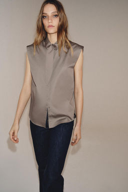 CAMISA RAYAS LAZADAS ZW COLLECTION / Gris - Zara фото 5