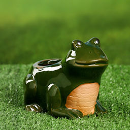 Горшок «Лягушка» керамический, 250 мл, 12×10×9 см, зелёный