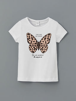 Bisiklet Yaka Bask?l? K?z ?ocuk Ti??rt ve ?ort 2li