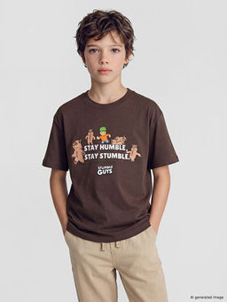 Bisiklet Yaka Stumble Guys Bask?l? Erkek ?ocuk Ti??rt