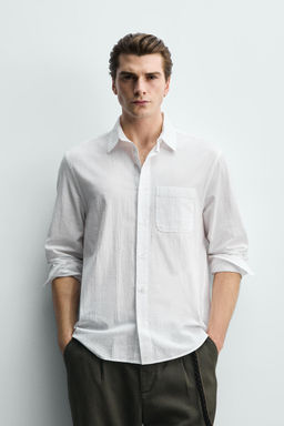 CAMISA REGULAR FIT EFECTO ARRUGADO / Blanco - Zara фото 2