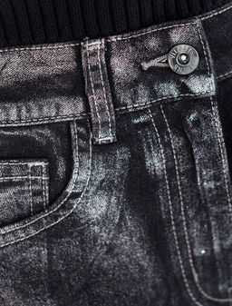 Джинсы трубы из эластичного денима с металлизированным покрытием - Vilatte фото 3