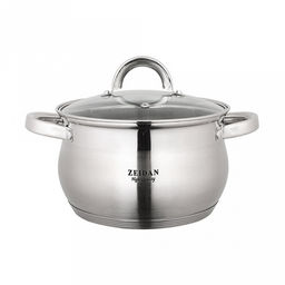 "Zeidan" "Barcelona" Кастрюля из нержавеющей стали 2,1л, д16см, h10,5см, стеклянная крышка, 5-ти слойное капсулированное дно, мерная шкала, подарочная упаковка (Китай) Подходит для всех видов плит, включая индукционную.