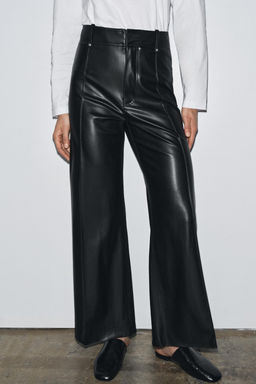 ZW COLLECTION TAILORED WIDE-LEG LEATHER-EFFECT TROUSERS - Zara фото 3