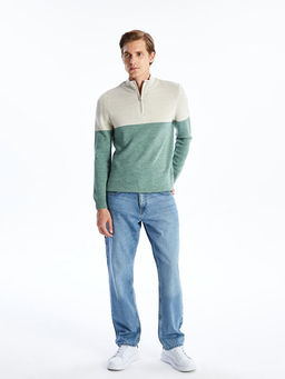 Dik Yaka Uzun Kollu Erkek Triko Kazak