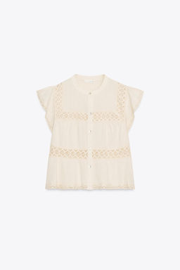 RUSTIC CROCHET LADDER STITCH TOP - Zara фото 14
