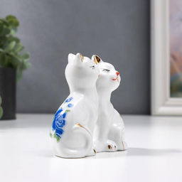 Фигурка керамика «2 котёнка в цветочек», 7×8 см