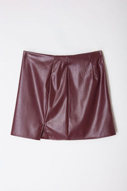 Bordo Suni Deri Y?rtmacl? Dokuma Mini Etek TWOAW25ET00062 - Trendyolmilla фото 7