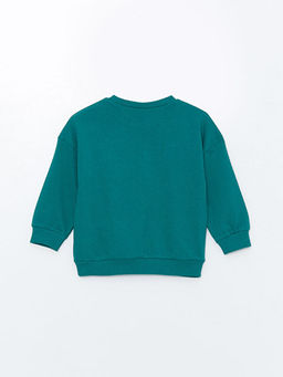 Bisiklet Yaka Uzun Kollu Bask?l? Erkek Bebek Sweatshirt