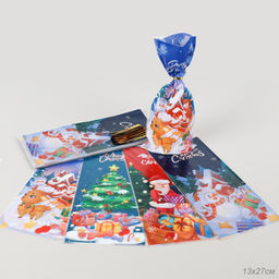 Пакет подарочный набор 50 штук 13х27 Новый год Дед мороз / YI1523-14 /уп 30/ - Галеонтрейд фото 2