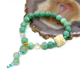 Браслет Голова Льва шарик 8мм цвет мятный, 17см