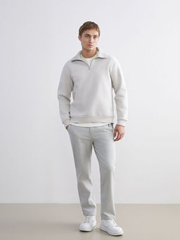 Fermuarl? Dik Yaka Erkek Kal?n Sweatshirt