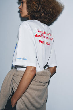 CONTRAST SLOGAN T-SHIRT