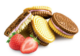 Сахарное (ПС248) мини с начинкой со вкусом КЛУБНИКА печенье вес 2 кг (Вижер)