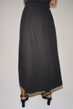 FALDA LARGA CON LINO ZW COLLECTION / Gris antracita - Zara фото 4