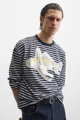 STRIPED PATCH T-SHIRT - Zara фото 5