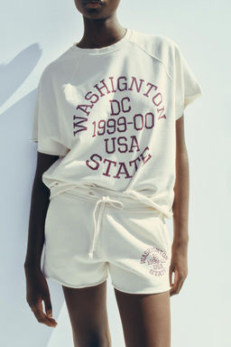 WASHED-EFFECT TEXT PLUSH SWEATSHIRT - Zara фото 3