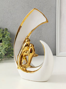 Сувенир керамика "Две птички. Абстракция" белый с золотом 8х20х29 см