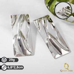 Серьги металл Атмосфера прямоугольник, цвет серебро