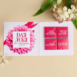 Шоколад молочный 8 марта в открытке, 20 г (4 шт. ? 5 г). - Фабрика счастья фото 4
